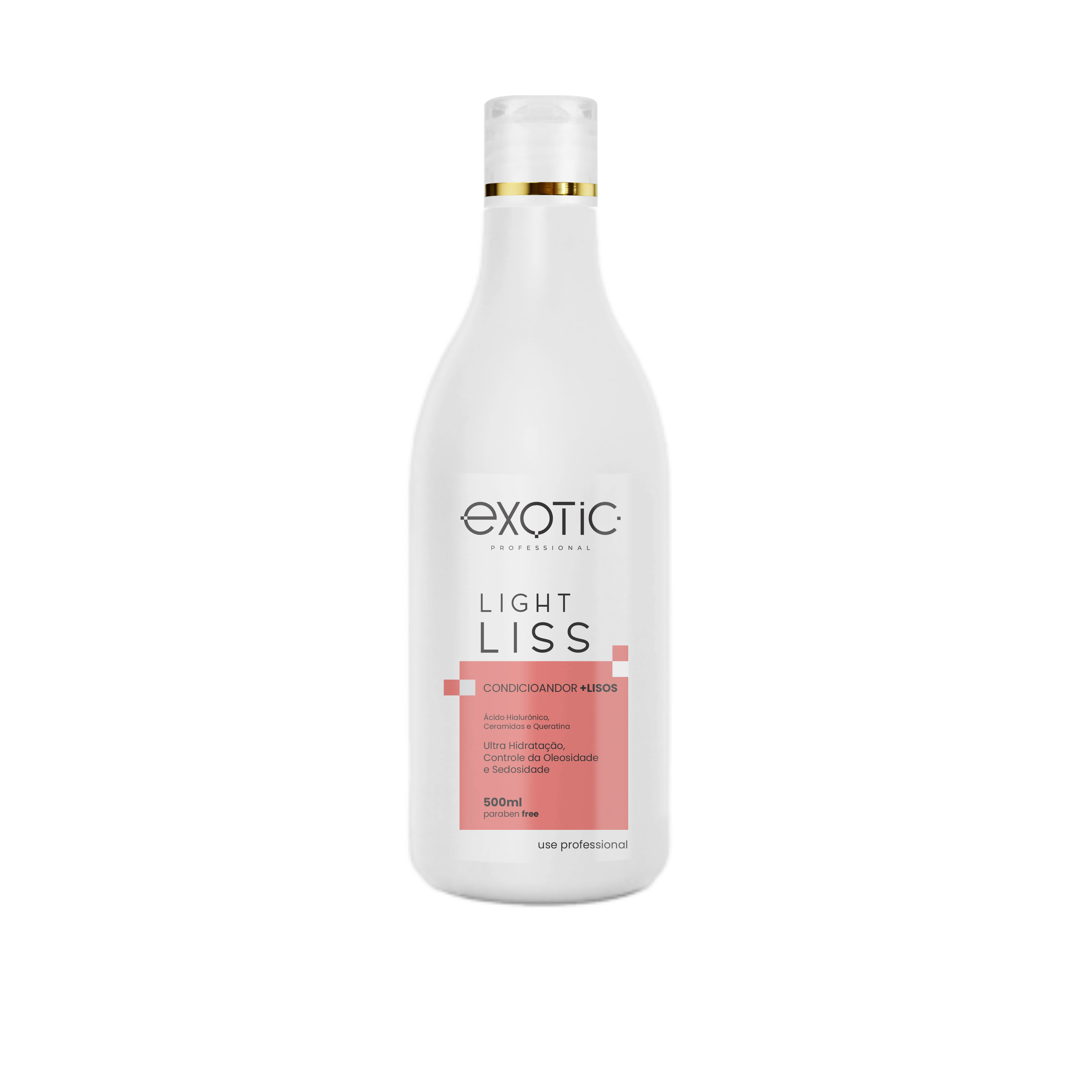 O Condicionador +Lisos Light Liss Exotic Professional possui fórmula suavizante que
alinha os fios e facilita o desembaraço, promovendo maciez, brilho e toque sedoso. Ideal
para cabelos lisos ou alisados, ajuda a controlar o frizz, reduzir o volume e manter o efeito
liso por mais tempo, deixando os cabelos disciplinados, leves e com movimento natural.


Modo de Usar: Após lavar os cabelos, aplicar o condicionador sobre toda a extensão dos
fios. Massagear. Deixar agir por 3 minutos. Enxaguar.