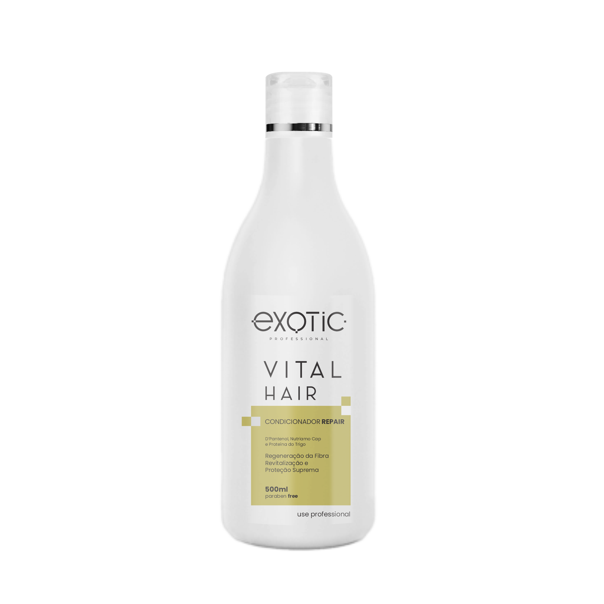 O Condicionador Repair Vital Hair Exotic Professional possui fórmula
reparadora que desembaraça facilmente os fios, selando as cutículas e mantendo a
hidratação por mais tempo. Confere toque sedoso, brilho intenso e maleabilidade,
restaurando a vitalidade dos cabelos e garantindo suavidade e movimento natural.


Modo de Usar: Após lavar os cabelos, aplicar o condicionador sobre toda a extensão dos
fios. Massagear. Deixar agir por 3 minutos. Enxaguar.